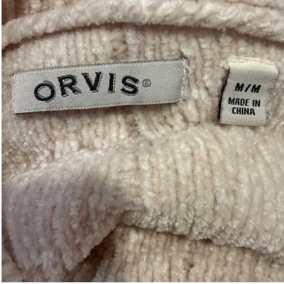 Orvis Cream Chenille Textured Knit Sweater M Cozy Soft Neutral Pullover Winter - Picture 5 of 9